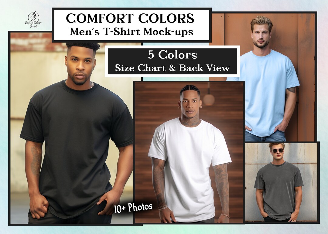 Men's Comfort Colors 1717 Tshirt Mockups Size Chart and - Etsy