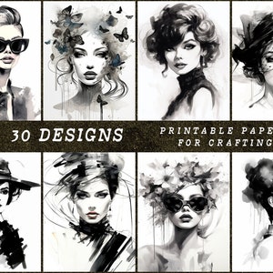 Lote de arte vintage de Vogue: impresiones originales para manualidades, diarios y coleccionistas de arte. Descarga digital, uso comercial.
