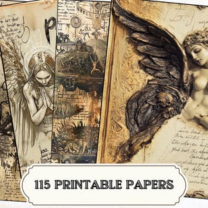 Angels & Demons Vintage Junk Journal Seiten | Druckbare Halloween Ephemera | Himmel und Hölle Digital | Gothic Grimoire, Ockult, Dark Academia