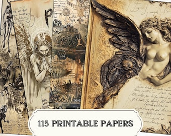 Angels & Demons Vintage Junk Journal Pages | Printable Halloween Ephemera | Heaven and Hell Digital | Gothic Grimoire, Occult, Dark Academia