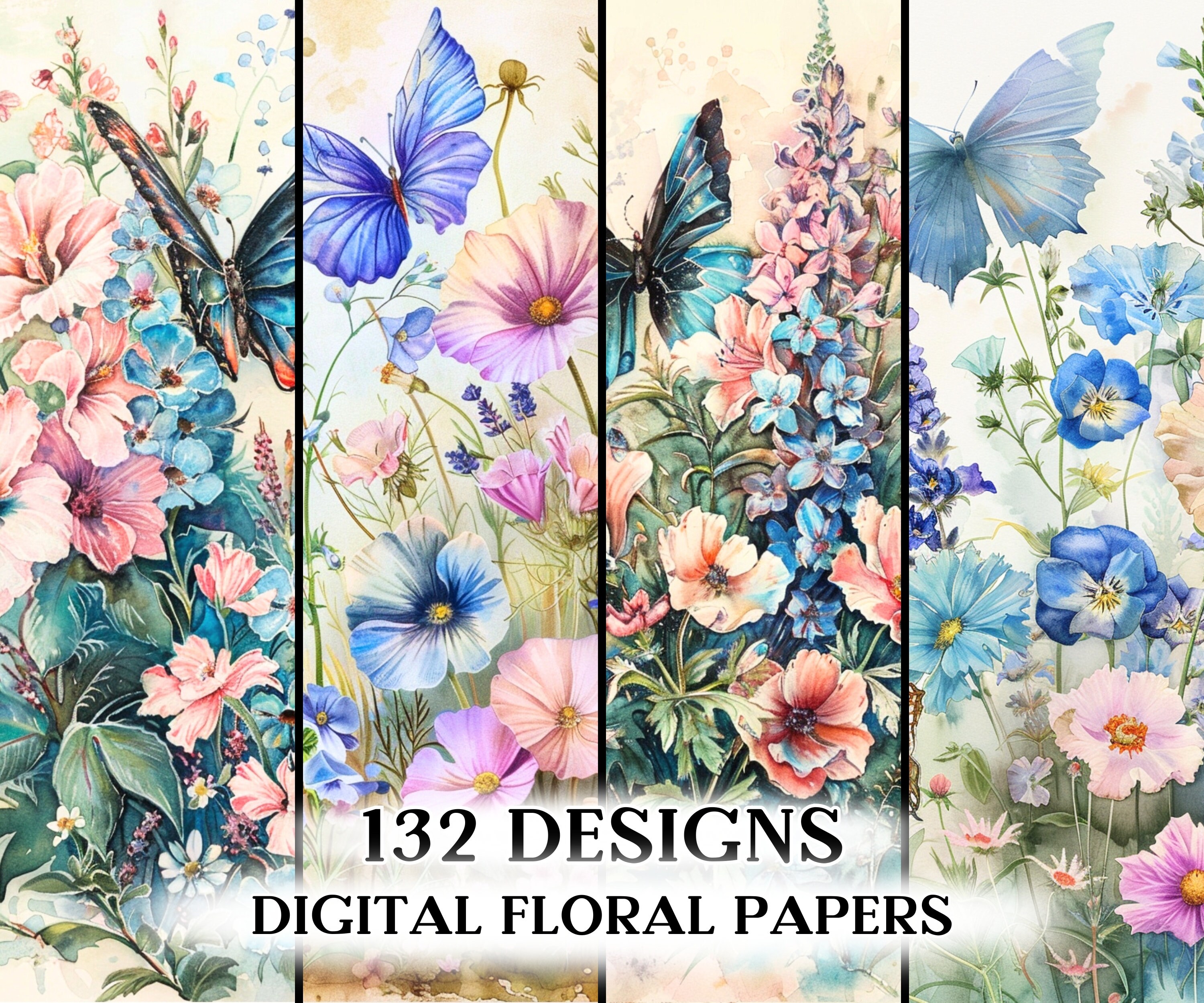 Watercolor Wildflowers, Birds and Butterflies Junk Journal Printable ...