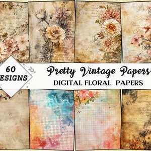 Vintage Junk Journal Kit | 60 Printable Ephemera Pages | Timeworn A4 Scrapbook Paper Bundle | Aesthetic Collage & Digital Journal Sheets
