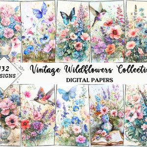 Watercolor Wildflowers, Birds and Butterflies Junk Journal Printable ...