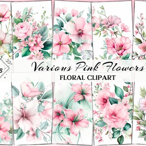 60 papeles de artesanía de flores rosas variadas: impresiones digitales para diarios basura, fabricación de tarjetas, decoupage, álbumes de recortes, manualidades de bricolaje, uso comercial