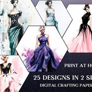 Paquete de arte digital de pasarela de moda: impresiones originales para manualidades, diarios y coleccionistas de arte: descarga instantánea, uso comercial