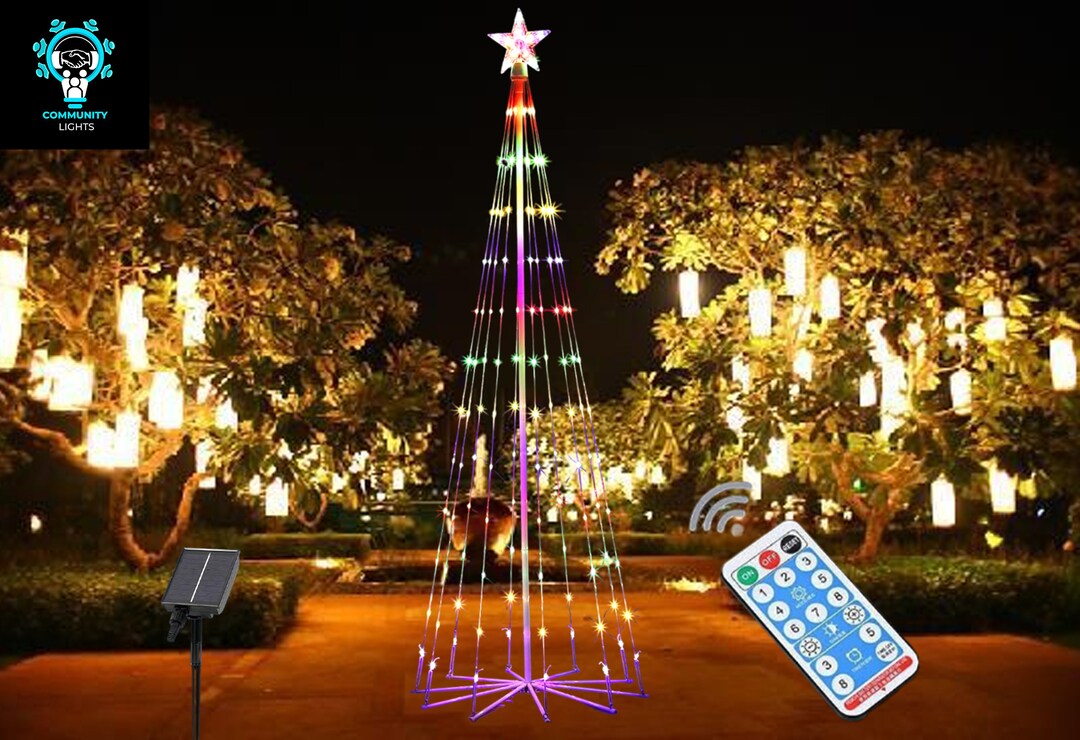 Solarpowered LED Outdoor Christmas Tree Light Illuminated Cone Xmas