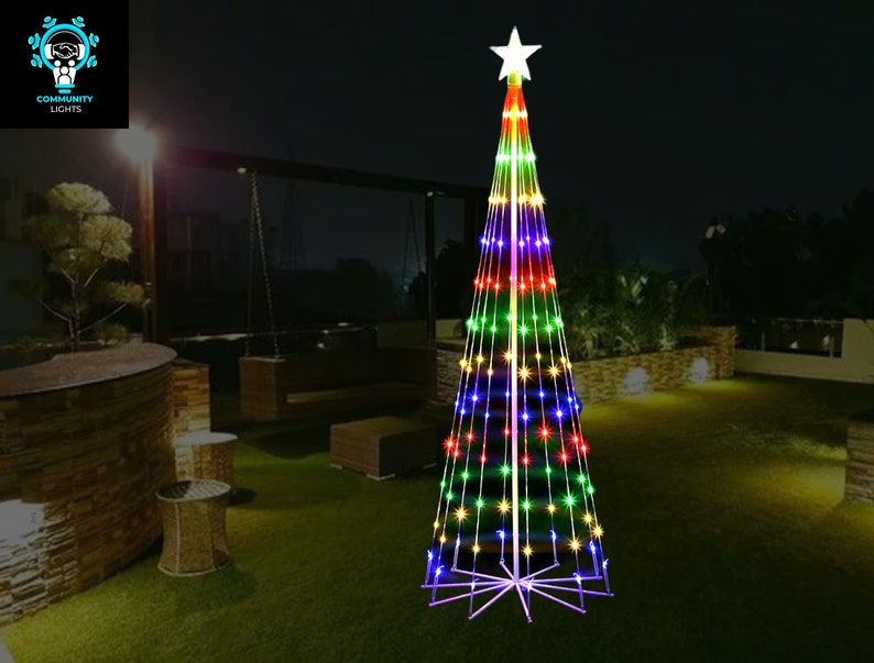 Multicolor LED Light Show Christmas Tree Cone 7.5ft Outdoor Xmas Yard