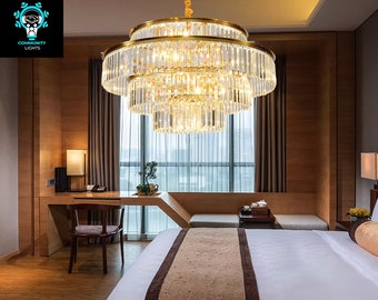 Luxury Glow: LED Crystal Pendant Chandelier for Exquisite Living Room Ceiling Lighting