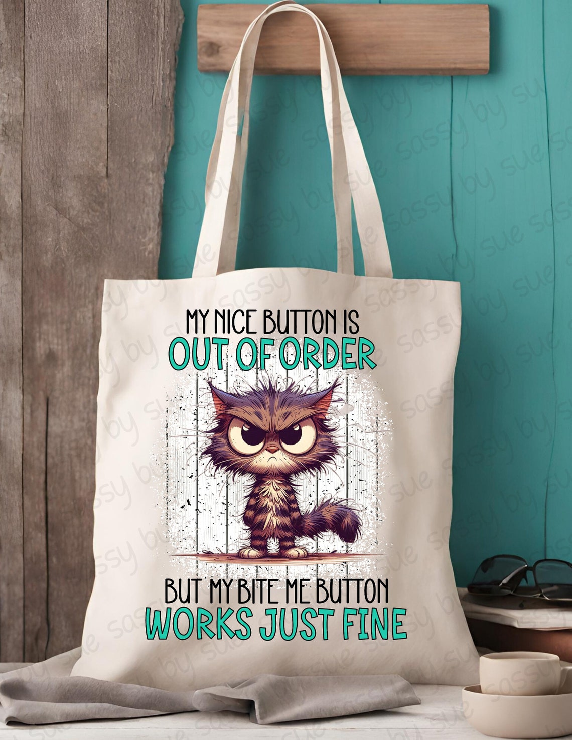 My Nice Button is Out of Order PNG, Sublimation Design, Angry Cat PNG ...