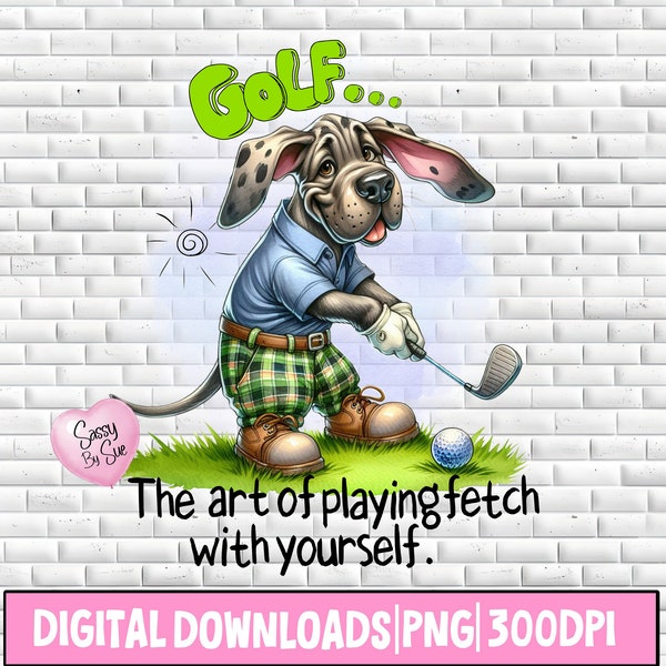 Golf Funny PNG, Golf The Art Of Playing Fetch With Yourself, Cute Golfing Dog, Golf Towel Art, Father's Day, Golfer Quote, Sublimation, Mug