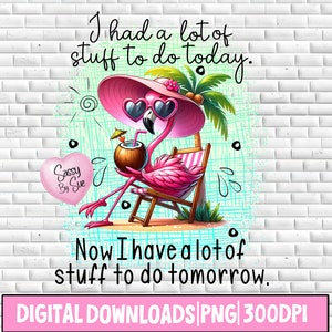 Funny Cute Flamingo PNG, I Had A Lot To Do Today, Sublimation Design, Tropical Flamingo, Silly Quote, Mother's Day, Drinking, Tumblers, Mug
