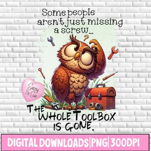 A algunas personas no les falta solo un tornillo PNG, diseño de sublimación, cita divertida, clipart tonto, búho loco, camiseta DTF, humor para adultos, vaso, taza