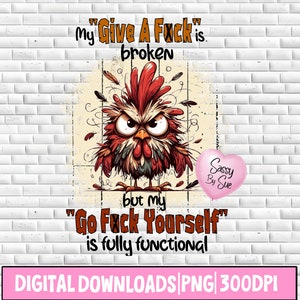 PNG, Sublimation, Humour adulte, Poulet rigolo en colère, Citation idiote, Sarcasme, Style cartoon aquarelle, Gobelet