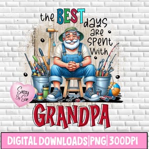 De bästa dagarna tillbringas med morfar PNG, sublimeringsdesign, roligt morfarcitat, udda tecknad gammal man, morförälderclipart, morfar