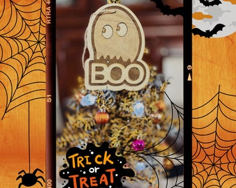 Friendly Ghost 'BOO' Halloween Ornament Laser Cut File (Digital Download)