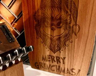 Merry Grinchmas SVG - Funny Christmas Grinch Face Laser Engraving File - Holiday Cut File & PNG
