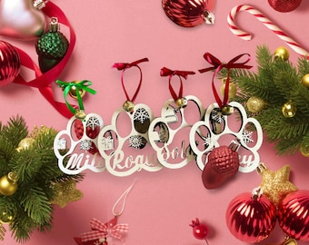 Personalized Dog Paw Christmas Ornament: Custom Pet Memorial 2023