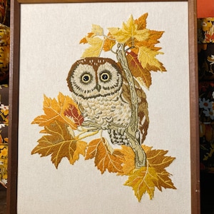 Embroidered owl picture