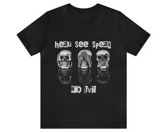 See No Evil Speak No Evil Hear No Evil T-shirt, Cute Skull T-shirt, Halloween Skull T-shirt, Skull Shirt, Halloween Shirt