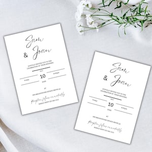 Elegant Minimalist Wedding Invitation Template: Black and White, Modern Design (Canva Instant Download)