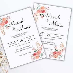Elegant Minimalist Wedding Invitation Template: Black and White Design (Canva Downloadable, Printable Cards)