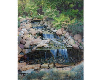 Puzzle Little Waterfall in the Summer | Nature Jigsaw Puzzles | Puzzle for Adults