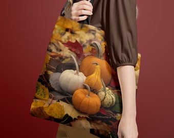 Herbst Kürbis Tragetasche: Herbst Blätter Design