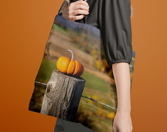 Autumn Pumpkin Photo Tote Bag: Iowa Nature Scene