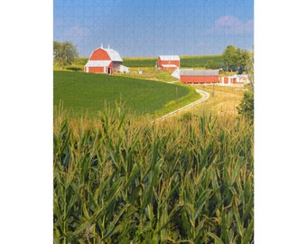 Iowa Farm Jigsaw Puzzle: Midwest Red Barn Landscape