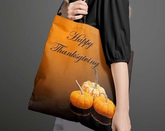 Borsa tote a forma di zucca per il Ringraziamento: borsa per la spesa ecologica per il raccolto autunnale