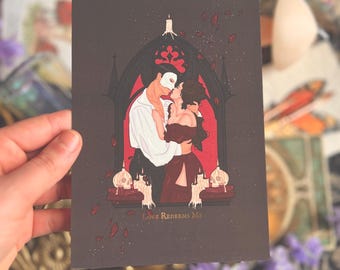 Spooky Couple Gold Foil Prints (Red & Black)