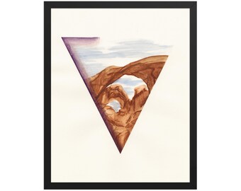 FRAMED POSTER PRINT: Triangle Double Arch Purple Watercolor Art