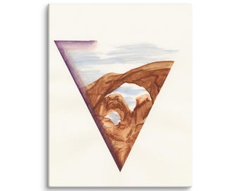 CANVAS PRINT: Triangle Double Arch Purple Watercolor Art
