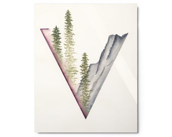 METAL PRINT: Triangle Mountain Pink Watercolor Art