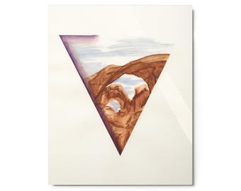METAL PRINT: Triangle Double Arch Purple Watercolor Art