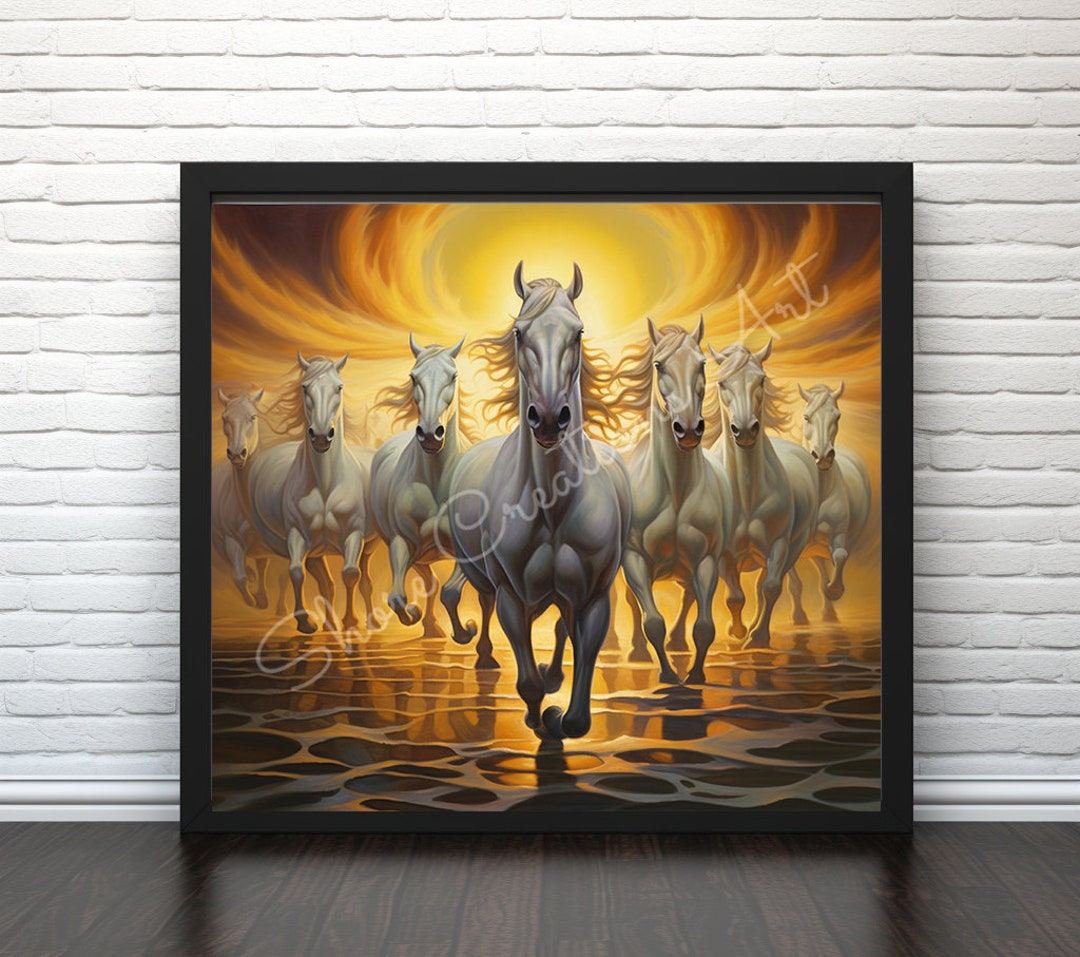 Seven Horse Feng Shui Digital Wall Art 20x16 to Etsy