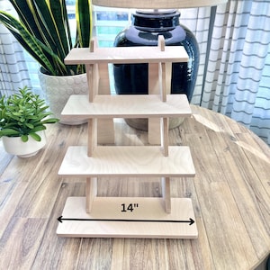 4-Tier Wood Display Stand, Craft Show Display, Candle Display, Tabletop Bookrack, Retail Display, Collapsible Display, Tiered Display,