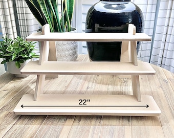 3-Tier 22" Birch Wood Display Stand: Vendor Market Shelf Unit
