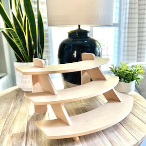 3-Tier Curved Display, High-Density Fiberboard (HDF), Candle Display, Soap Display, Craft Show Display, Large Display Stand, cupcake stand