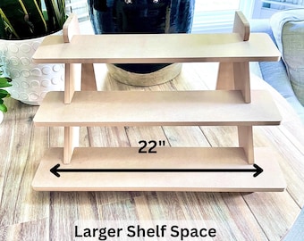 3-Tier HDF Display Stand: Tabletop Risers with 22" Shelves for Craft Shows and Markets