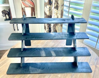 4-Tier Birch Wood Display in Black: 30" Retail Shelving