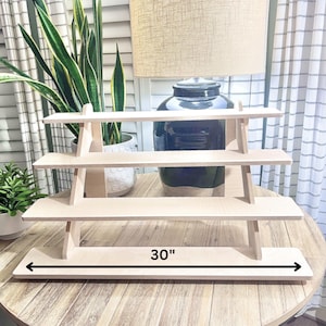4-Tier Large Wood Display 30&quot;, Candle Display, Tabletop Shelves, craft show display, collapsible display, wood risers