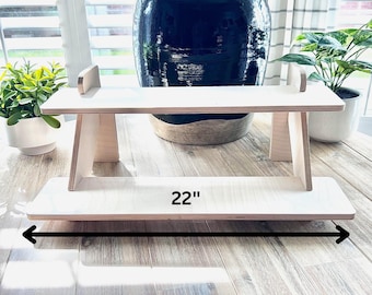 2-Tier 22" W Baltic Birch Display Stand: Collapsible Craft Show Vendor Shelves