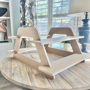 Dual Sided 2-Tier HDF Display Stand: Tabletop Product Display for Craft Shows