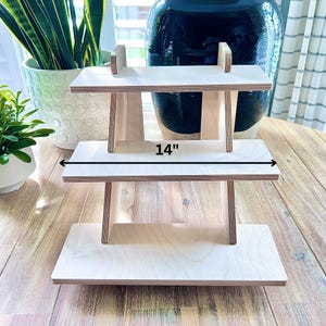 3-Tier Wood Display, 14&quot; Craft Show Display, Candle Display, Tiered Riser, Tabletop Display, Retail Display, Tiered Shelving, Display Stand