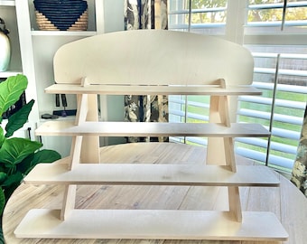 4-Tier Birch Wood Display Stand: Vendor Market Shelf Unit (30" Wide)