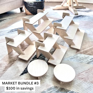 Display Stand Bundle #3, 7 stands, Wood Display, Craft Show display, Market Display, Tabletop Shelves, Retail Display, Tiered Shelves