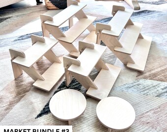 Birch Plywood Display Stand Bundle: Craft Show Tabletop Shelves, 7 Piece