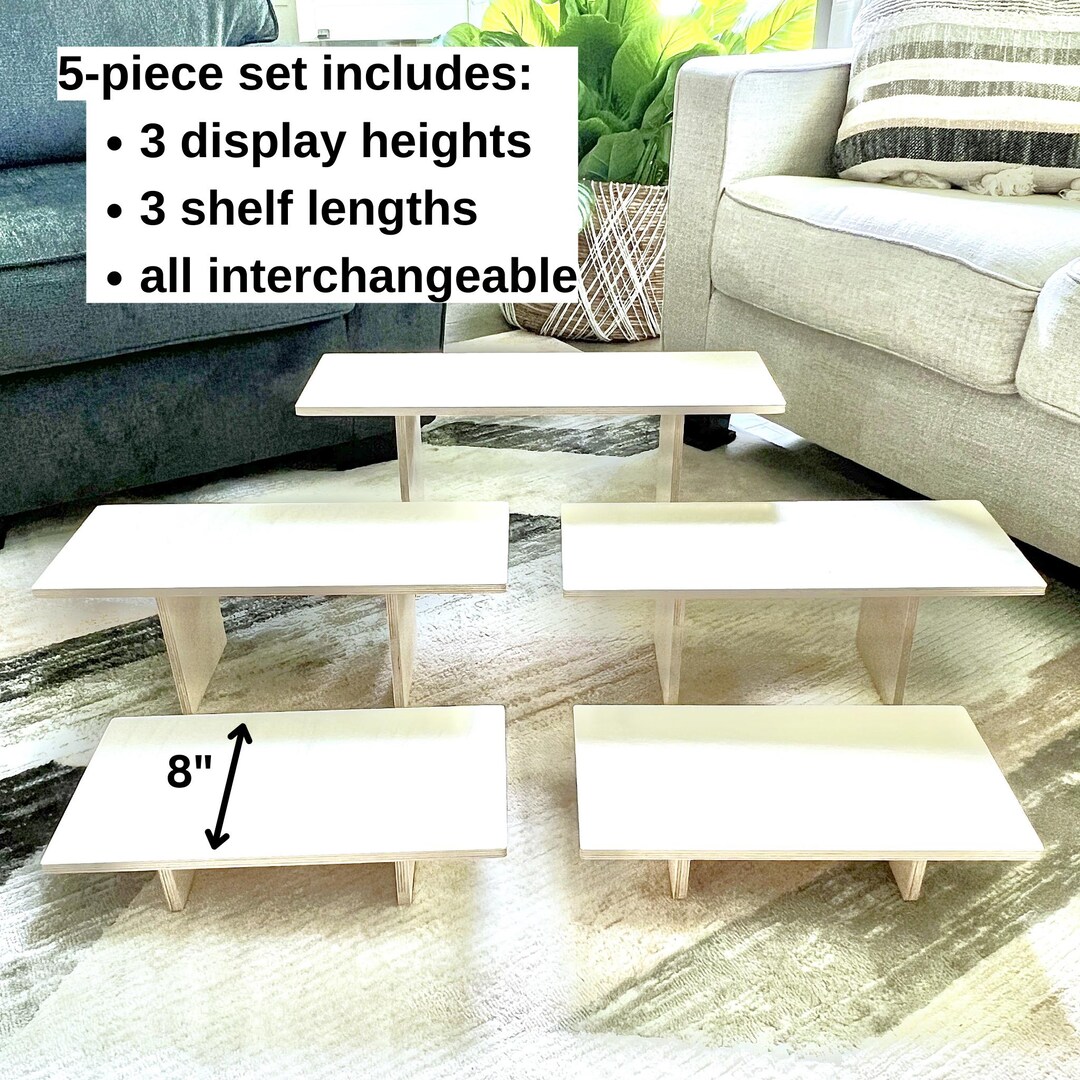 Tabletop Riser Plans 5-tier Wood Display Shelf Set: Collapsible Tabletop Risers - Etsy