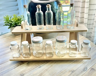 2-Tier HDF Display Stand: 22" Tabletop Shelving for Craft Shows and Vendor Markets